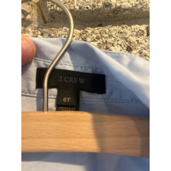 J. Crew Womens 6T Light Blue Short Sleeve Button-Front Blouse Cotton Casual - Picture 5 of 6